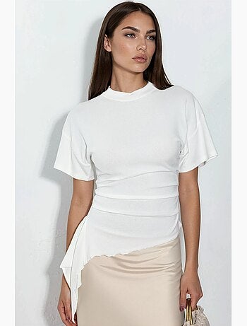 T-shirt manches courtes col rond ample drapé busem