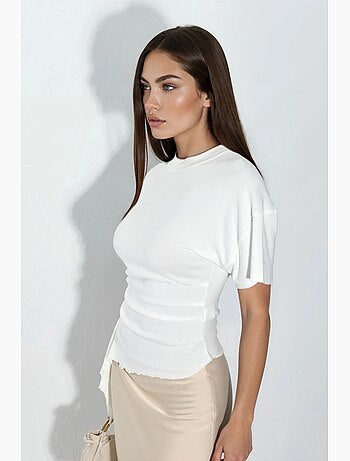 T-shirt manches courtes col rond ample drapé busem