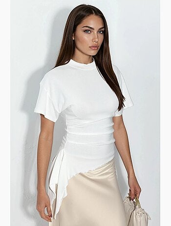 T-shirt manches courtes col rond ample drapé busem