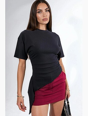 T-shirt manches courtes col rond ample drapé busem