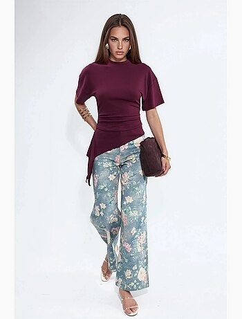 T-shirt manches courtes col rond ample drapé busem