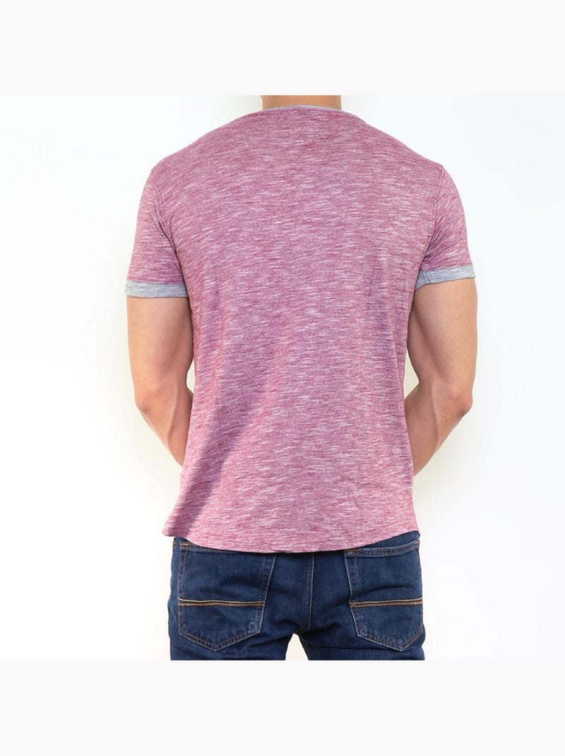 T-shirt manches courtes col rond Bordeaux - Kiabi