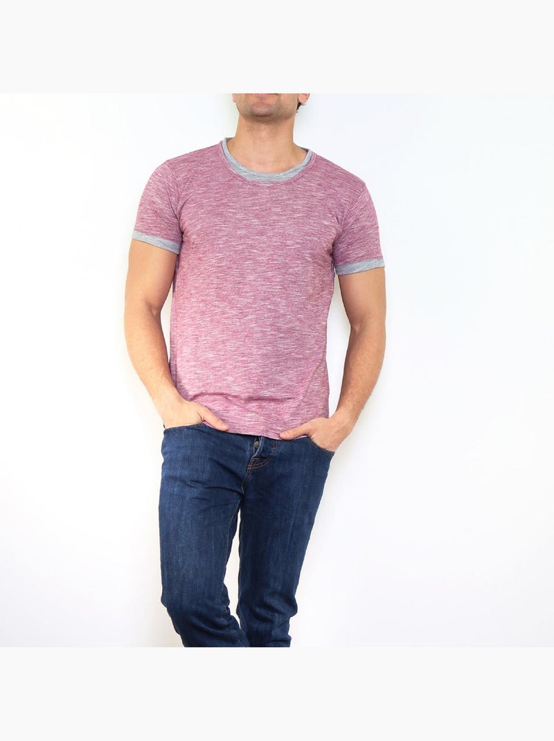 T-shirt manches courtes col rond Bordeaux - Kiabi