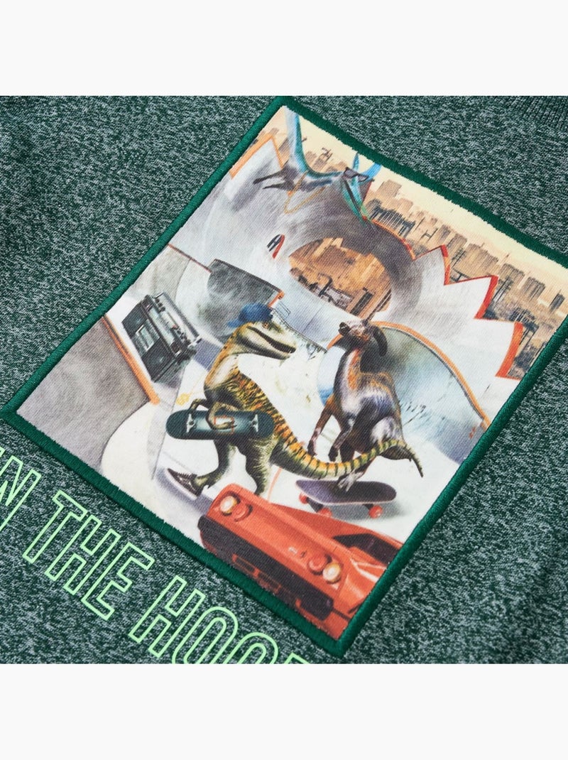 T-shirt manches courtes col rond coton canard "in the hood" - vidaxl Vert - Kiabi