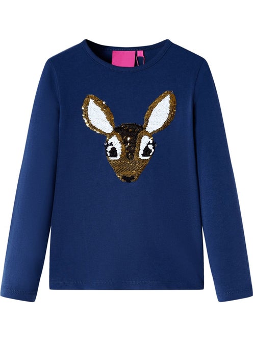 T-shirt manches courtes col rond coton élasthanne cerf à sequins - vidaxl - Kiabi