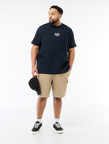 T-shirt manches courtes col rond en jacquard coton