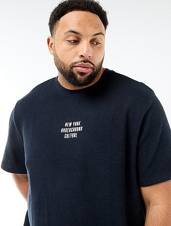 T-shirt manches courtes col rond en jacquard coton