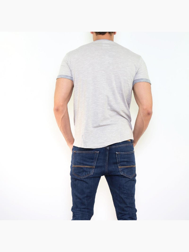 T-shirt manches courtes col rond Gris - Kiabi