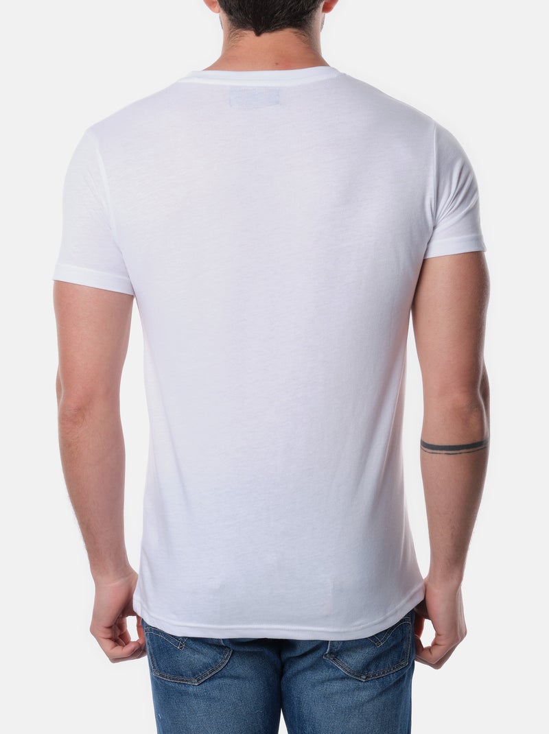 T-shirt manches courtes col rond imprimé Blanc - Kiabi