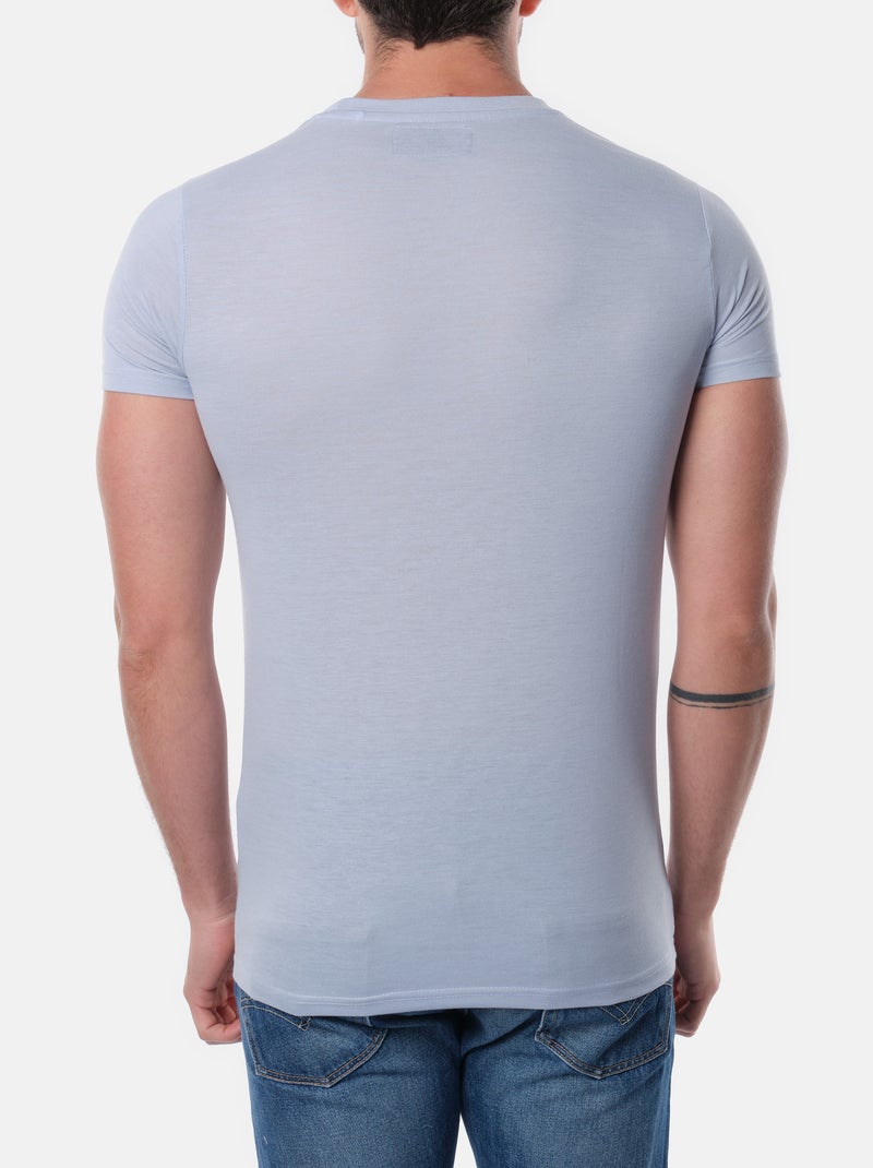 T-shirt manches courtes col rond imprimé Bleu ciel - Kiabi