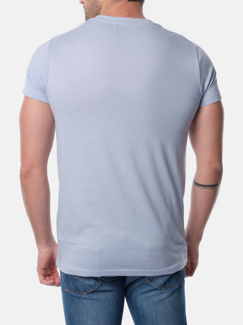 T-shirt manches courtes col rond imprimé Bleu ciel - Kiabi