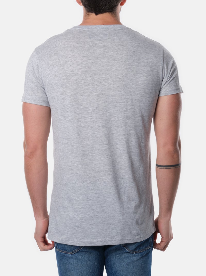 T-shirt manches courtes col rond imprimé Gris - Kiabi