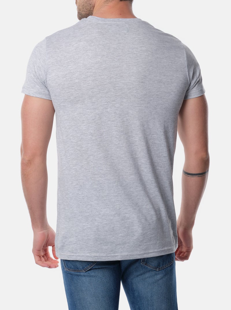 T-shirt manches courtes col rond imprimé Gris - Kiabi