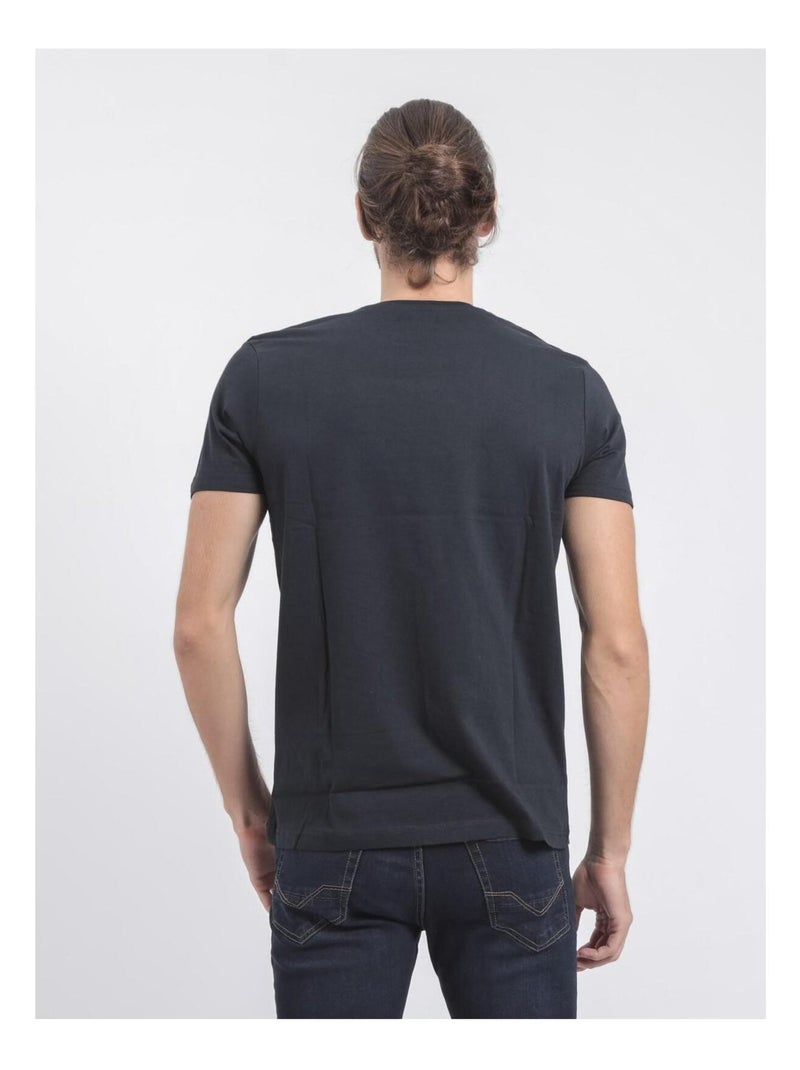 T-shirt manches courtes col rond pur coton JABRUN Bleu marine - Kiabi