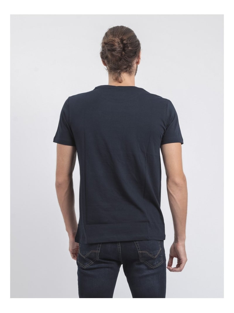 T-shirt manches courtes col rond pur coton JAMIX Bleu marine - Kiabi