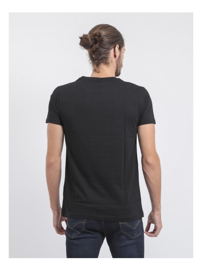 T-shirt manches courtes col rond pur coton JAMIX Noir - Kiabi
