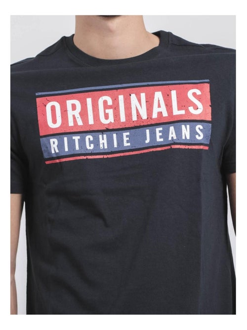 T-shirt manches courtes col rond pur coton JANVILLE - Kiabi