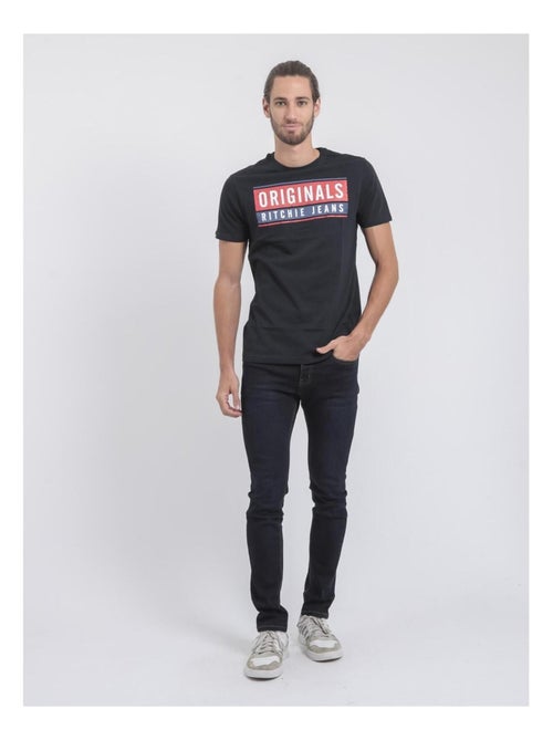 T-shirt manches courtes col rond pur coton JANVILLE - Kiabi