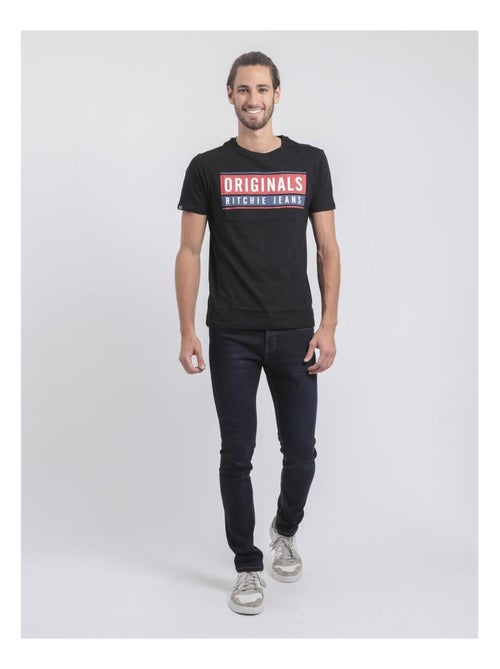 T-shirt manches courtes col rond pur coton JANVILLE - Kiabi