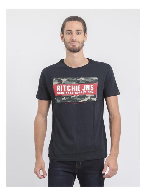 T-shirt manches courtes col rond pur coton JARDIN - Kiabi