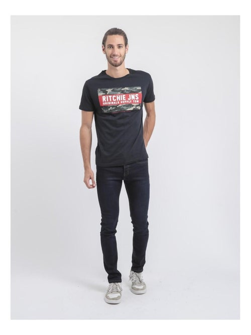 T-shirt manches courtes col rond pur coton JARDIN - Kiabi
