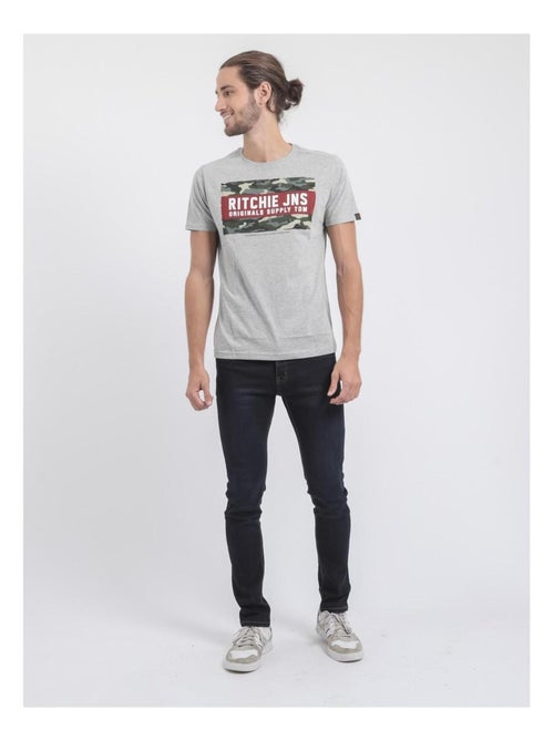 T-shirt manches courtes col rond pur coton JARDIN - Kiabi