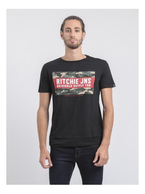 T-shirt manches courtes col rond pur coton JARDIN - Kiabi