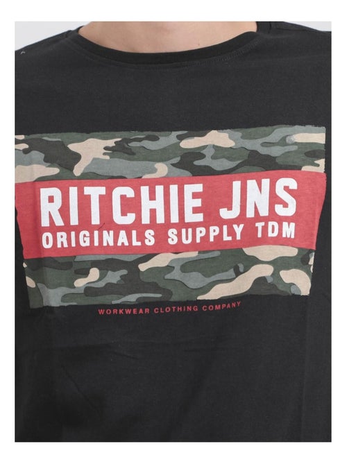T-shirt manches courtes col rond pur coton JARDIN - Kiabi