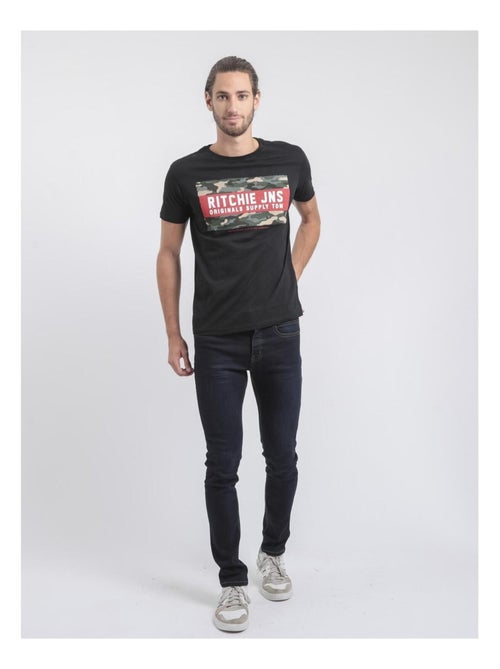 T-shirt manches courtes col rond pur coton JARDIN - Kiabi