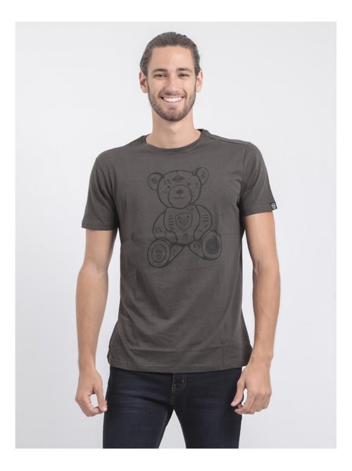 T-shirt manches courtes col rond pur coton JIBIDEL - Kiabi
