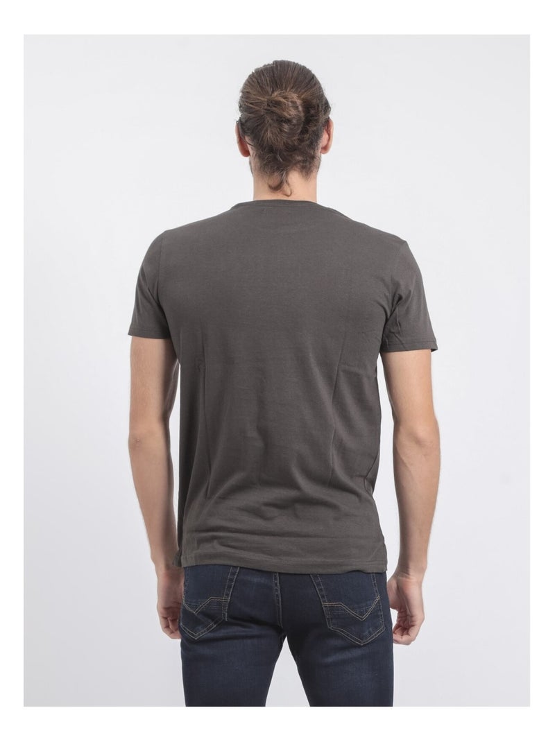 T-shirt manches courtes col rond pur coton JIBIDEL Gris - Kiabi