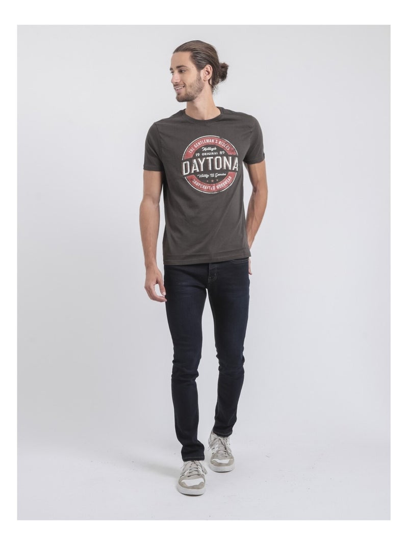 T-shirt manches courtes col rond pur coton JOCOBY Gris - Kiabi