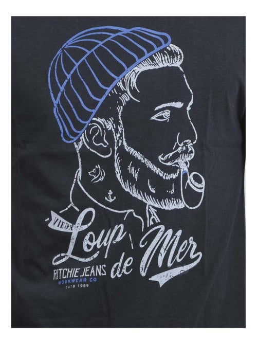 T-shirt manches courtes col rond pur coton JOUANCY - Kiabi