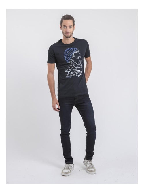 T-shirt manches courtes col rond pur coton JOUANCY - Kiabi