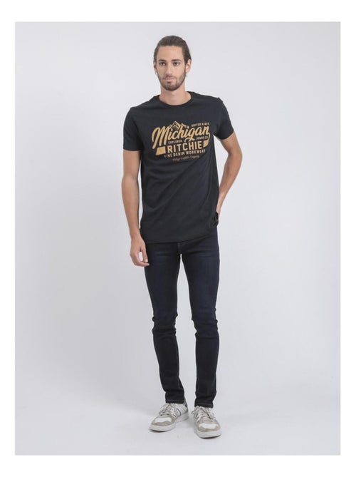 T-shirt manches courtes col rond pur coton JOULTIX - Kiabi
