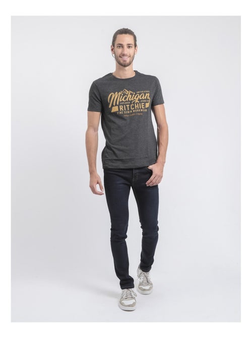 T-shirt manches courtes col rond pur coton JOULTIX - Kiabi