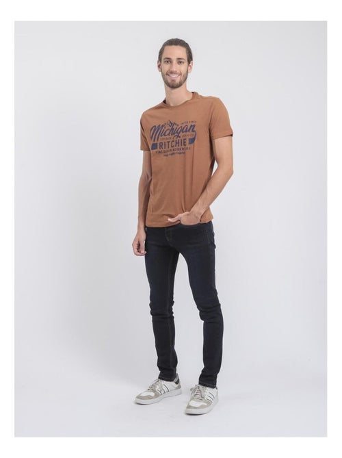 T-shirt manches courtes col rond pur coton JOULTIX - Kiabi