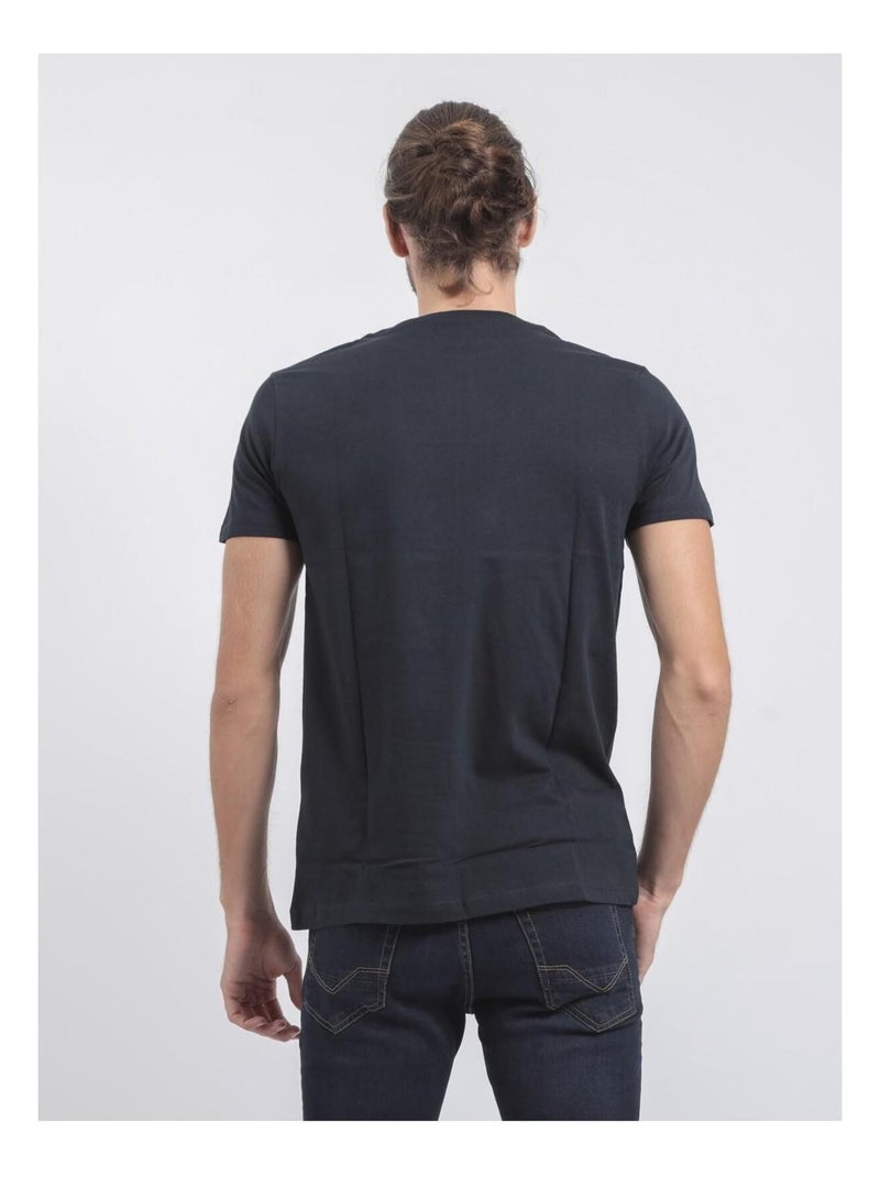T-shirt manches courtes col rond pur coton JUMAX Bleu marine - Kiabi
