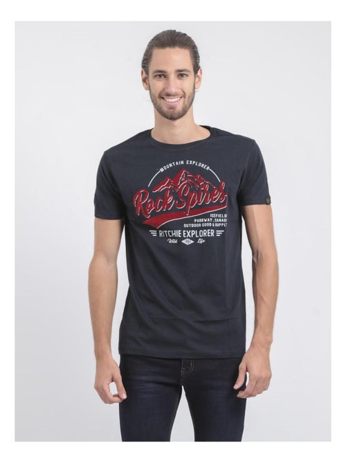 T-shirt manches courtes col rond pur coton JUPITOLI - Kiabi