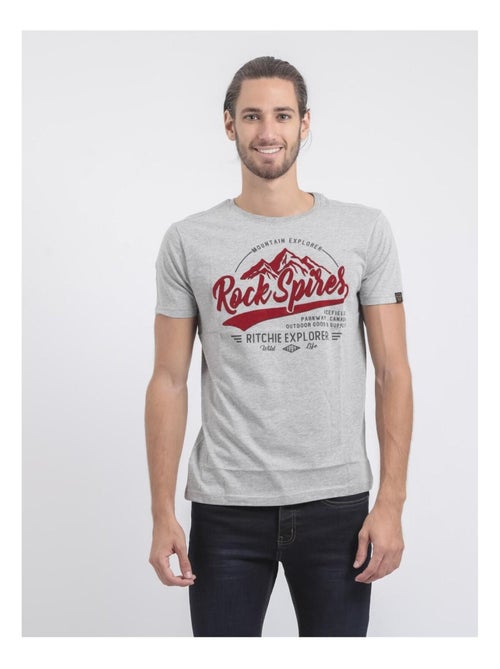 T-shirt manches courtes col rond pur coton JUPITOLI - Kiabi