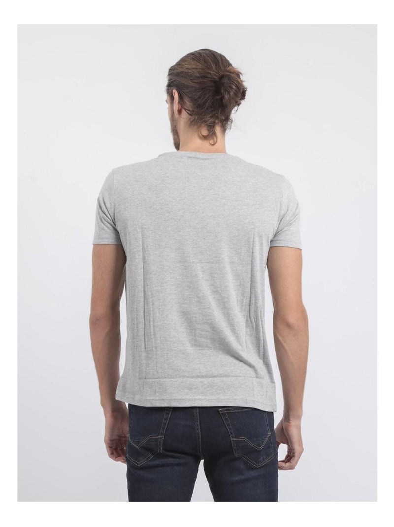 T-shirt manches courtes col rond pur coton JUPITOLI Gris - Kiabi