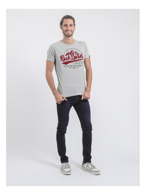 T-shirt manches courtes col rond pur coton JUPITOLI - Kiabi