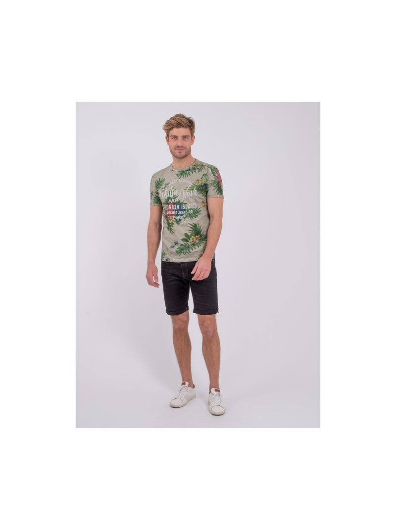 T-shirt manches courtes col rond pur coton NABANE Beige - Kiabi