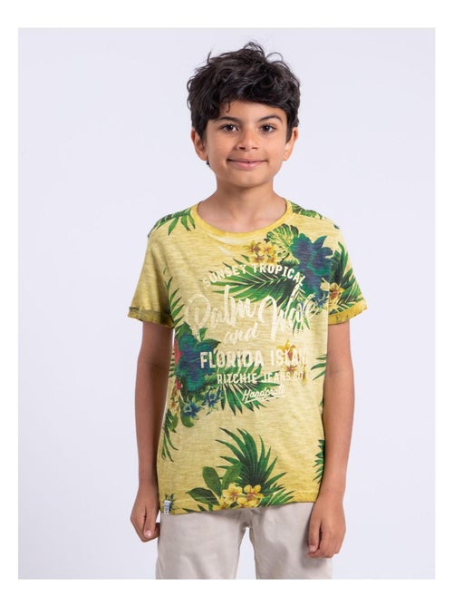T-shirt manches courtes col rond pur coton NABANE garçon - Kiabi