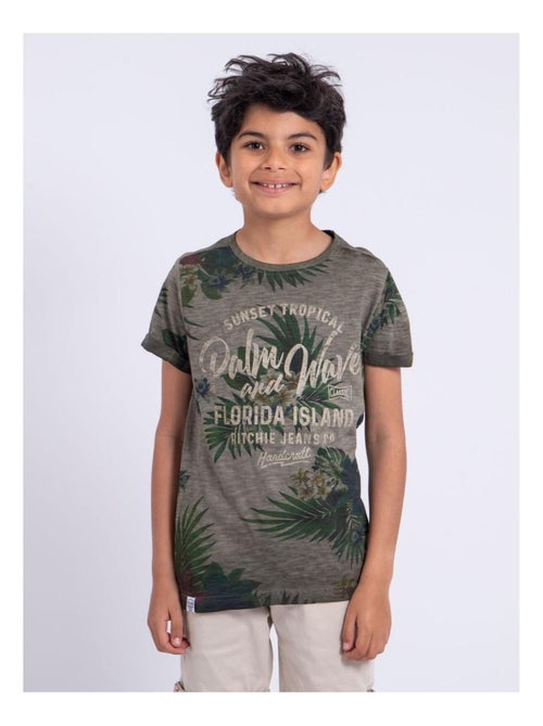 T-shirt manches courtes col rond pur coton NABANE garçon - Kiabi