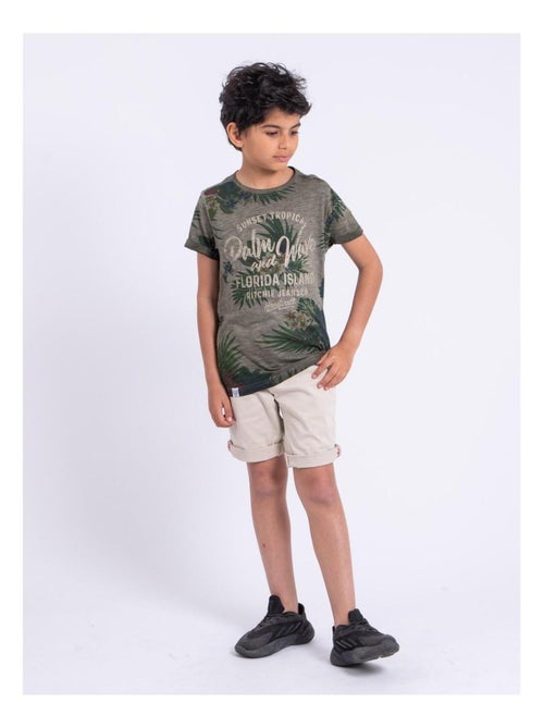 T-shirt manches courtes col rond pur coton NABANE garçon - Kiabi
