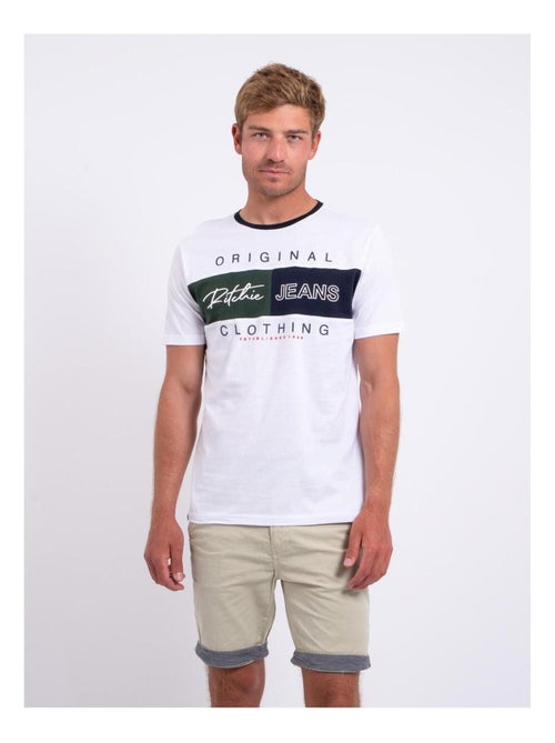 T-shirt manches courtes col rond pur coton NABARIST - Kiabi