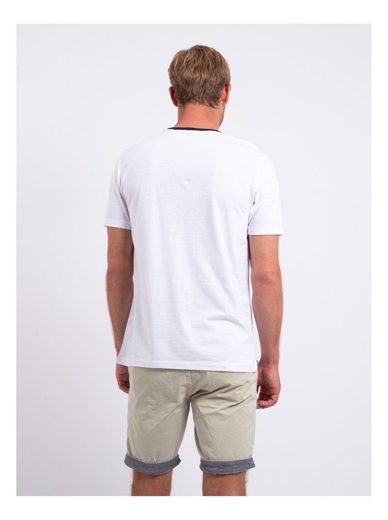 T-shirt manches courtes col rond pur coton NABARIST Blanc - Kiabi