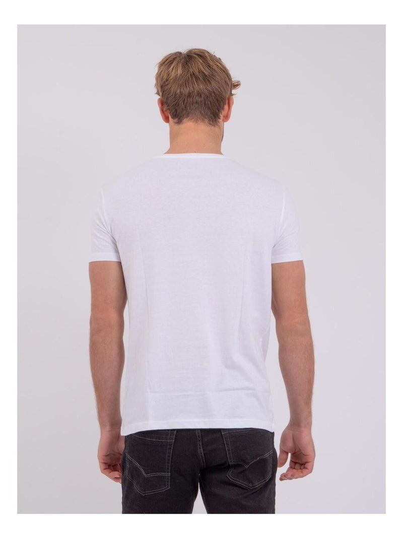 T-shirt manches courtes col rond pur coton NABARZU Blanc - Kiabi