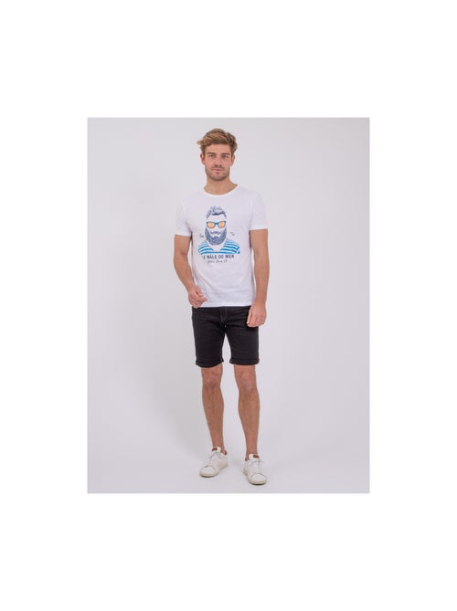 T-shirt manches courtes col rond pur coton NABARZU - Kiabi